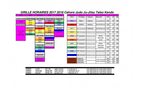 Grille horaires des cours 2017 2018