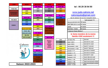 la grille horaire 2022 2023.....